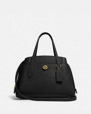COACH Laura Carryall 30 Black Pebble Leather 2Way Satchel 89486 #QY5TD4
