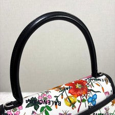 BALENCIAGA Gucci Hacker Project Flora Hourglass Handbag Black #QYF8B0