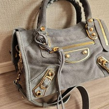 BALENCIAGA Gray Suede Handbag #QY7Y00