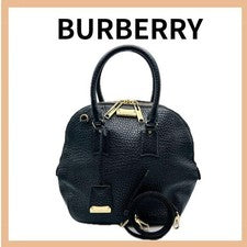 Burberry Leather 2-Way Handbag/Shoulder Bag, Black, Large Capacity #QYH6DZ
