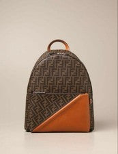 FENDI FF Zucca Pattern Backpack Brown Leather Canvas #QY8DCH