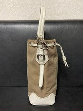 PRADA Logo Jacquard Mini Bucket Bag Drawstring White Beige #QY6H2W