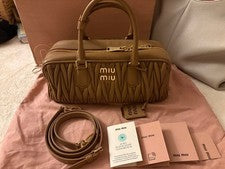 Large Size Genuine Good Condition miumiu Arcadi Matelasse Leather Bag