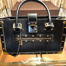 LOUIS VUITTON Suhali Black Leather Studs Handbag Box Bag #QYDYGU