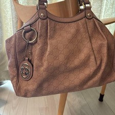 GUCCI Pink Brown Leather Handbag #QY73GV