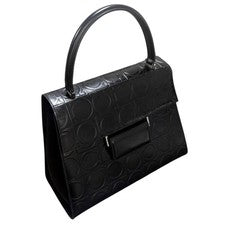 Ferragamo handbag, Gancini pattern, embossed leather, suede, with protec #QY4JA3