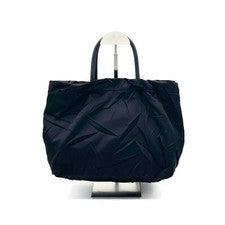 PRADA crinkle nylon handbag, black, gold hardware, metal logo. #QYH6OK