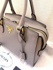 PRADA 1BA164 2-Way Handbag/Shoulder Bag, Gray #QYGY53