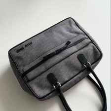 miu miu herringbone pattern tote bag