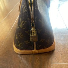 LOUIS VUITTON Alma PM Monogram Canvas Leather Handbag Brown #QYA2O4