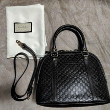 GUCCI Micro Guccissima 2-Way Handbag Black GG Embossed #QYGRRD