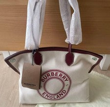 BURBERRY logo canvas handbag White Women #QY9X1K