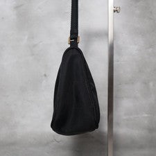 0708 PRADA MV633 Nylon One-Shoulder Bag, Black, Triangle Logo #QY00JY