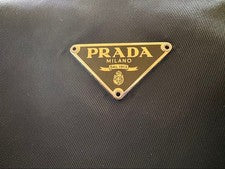 PRADA accessory pouch mini bag, Pocono nylon, black, triangular shape. #QY4IX6