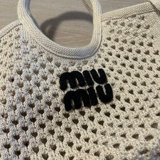 Miu Miu Mesh Handbag, White, with Pouch and Shoulder Strap #QYJANQ