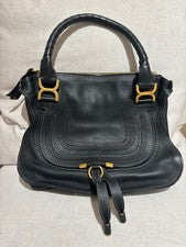 CHLOE Marcie Black Leather Shoulder Bag Women Authentic #QY8TKL