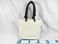 CHANEL Quilted Handbag White Black Women #QY00VE