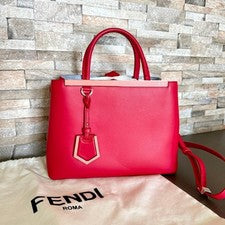 FENDI Petite 2Jours Shoulder Bag, Calfskin, Red #QY5L49