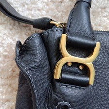 Chloe Marcie Black 2-Way Double Carry Bag with Strap #QYJYGP