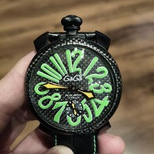 GaGa Watch Black Green Winding #QY3O10