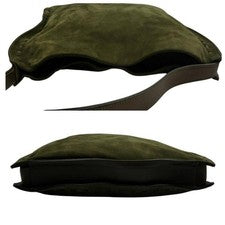 Old Coach Suede Shoulder Bag, Nubuck Leather, Olive Green #QYHL51