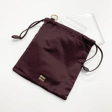 Miu Miu Satin Silk Duchess Pouch Logo Drawstring Bag Charm