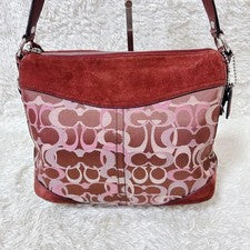 COACH Optic Signature Hobo Bag Canvas, Genuine Leather #QY6G7I