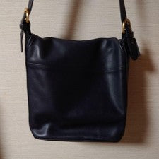 COACH Navy Leather Flap Shoulder Bag (Old Coach) #QY4IYX