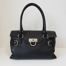 Ferragamo black Gancini handbag/one-shoulder bag #QY26JS
