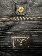 PRADA Black Leather Tote Bag with Tag #QY7BH4