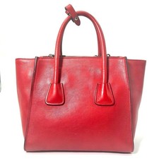 PRADA 2-way tote bag, leather, red, triangular logo #QYHTG8