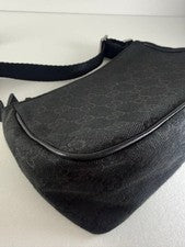 GUCCI GG Canvas Handbag, Black, Gucci Shoulder Bag #QY13YS