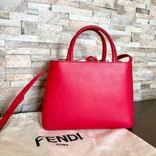 FENDI Petite 2Jours Shoulder Bag, Calfskin, Red #QY5L49