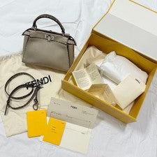 FENDI Selleria Mini Peekaboo (Still in shape) Gray Leather #QYEDFM