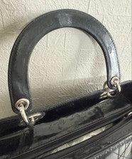 Christian Dior Lady Dior handbag, black enamel. #QY85D4