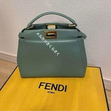 FENDI Peekaboo Handbag Emerald Green Hard to Find Color Shoulder Italy 500K JPY #QY1JEV