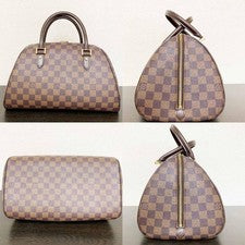 LOUIS VUITTON Damier Ebene MM Canvas Handbag Women Japanese #PCH5I6