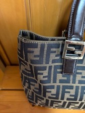 FENDI logo print handbag, Zucca pattern, canvas and leather. #QY2KQM