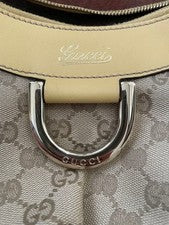 GUCCI GG Canvas Handbag, One-Shoulder, Beige #QY4Z4O
