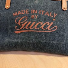 GUCCI Denim Leather Tote Handbag Dark Navy Indigo Hawaii Japanese Limited 3 #QYKDTB