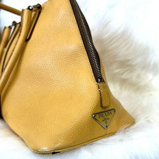 PRADA Classic Handbag Yellow Lightweight Canvas W34 H20 D15cm From Japanese #QYKE1I