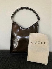 GUCCI Bamboo Patent Leather Handbag #QY9N8M