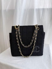 CHANEL Chocolate Bar Chain Tote Bag (Cotton) #QY7XQN