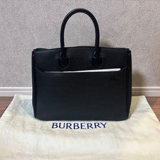 BURBERRY Black Leather 2Way Shoulder Handbag #QY6O2X