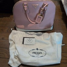 PRADA Saffiano Handbag Pink White #QYG3L2