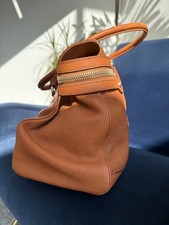 MAX MARA Brown Leather Zip Handbag Dual Handle Medium #QYH66L