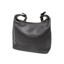 Old Coach shoulder bag, gold hardware, glovetanned leather, black. #QYDIQF