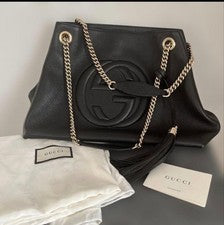 GUCCI SOHO Tote Bag Black Leather Women #QYC0CN
