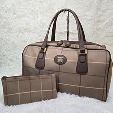 BURBERRY Mini Boston Bag with Pouch, Nova Check Leather #QYDQJ6