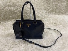 PRADA Prada 2-way leather handbag, navy #QY3WSN